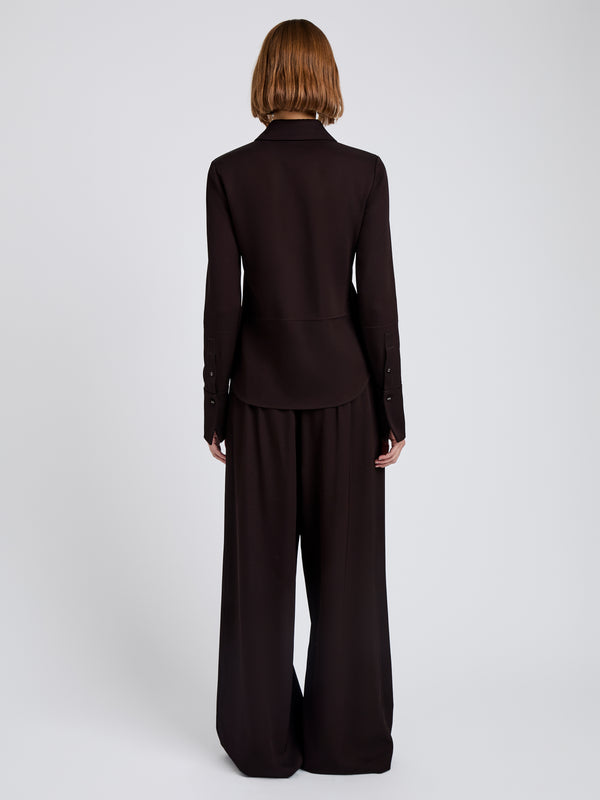 Proenza Schouler Proenza Schouler White Label Maddi Shirt In Merino Wool Twill - Chocolate