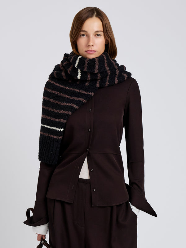 proenza schouler Proenza Schouler White Label Maddi Shirt in Merino Wool Twill - Chocolate