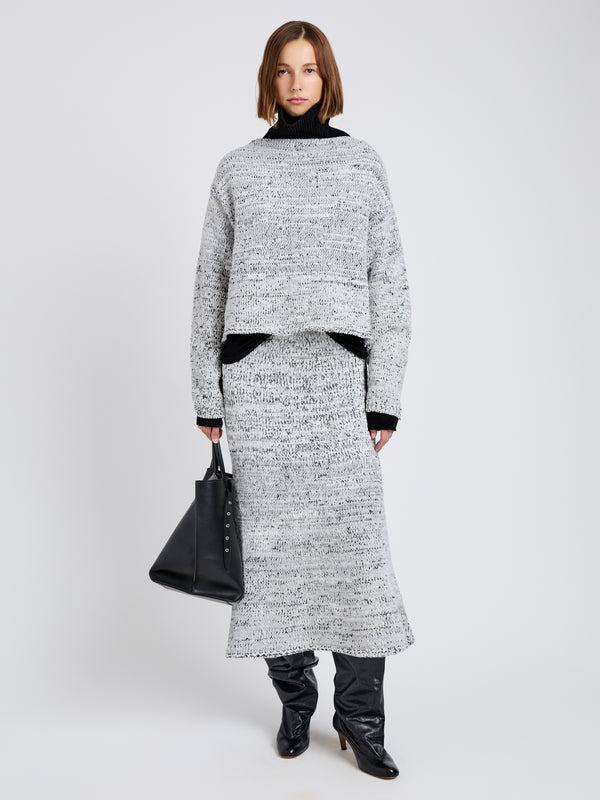 Proenza Schouler Proenza Schouler White Label Maddox Sweater In Marled Cotton - Bone/Black Melange