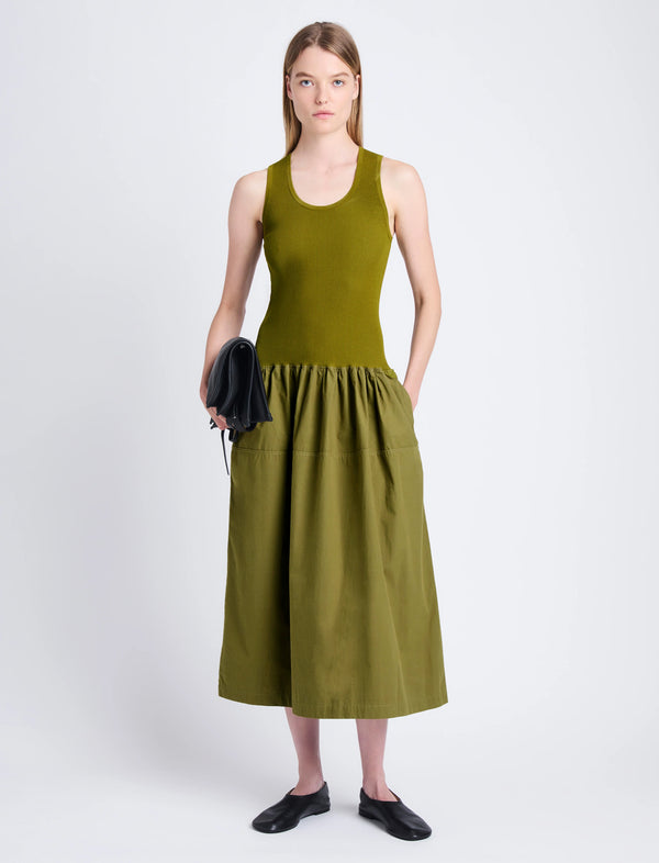 proenza schouler Proenza Schouler White Label Malia Dress in Peached Poplin - Olive