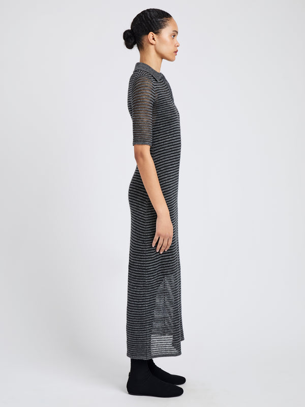 Proenza Schouler Proenza Schouler White Label Meline Dress In Cashmere Silk Stripe - Grey/Black
