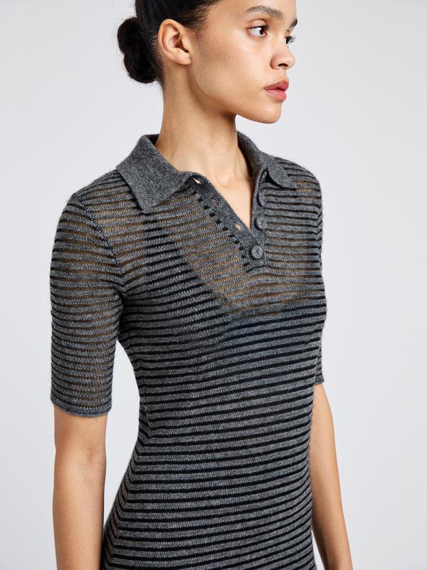 Proenza Schouler Proenza Schouler White Label Meline Dress In Cashmere Silk Stripe - Grey/Black