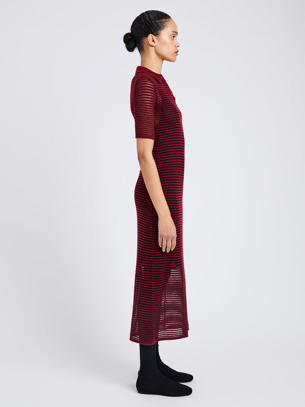 Proenza Schouler Proenza Schouler White Label Meline Dress In Cashmere Silk Stripe - Claret/Black