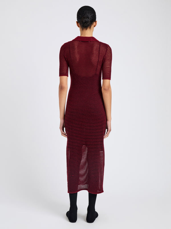 Proenza Schouler Proenza Schouler White Label Meline Dress In Cashmere Silk Stripe - Claret/Black