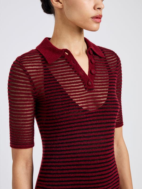 Proenza Schouler Proenza Schouler White Label Meline Dress In Cashmere Silk Stripe - Claret/Black