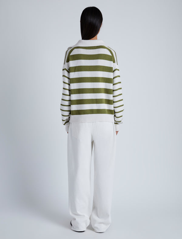 Proenza Schouler Proenza Schouler White Label Murphy Sweater In Striped Cotton Cashmere - Chalk/Willow