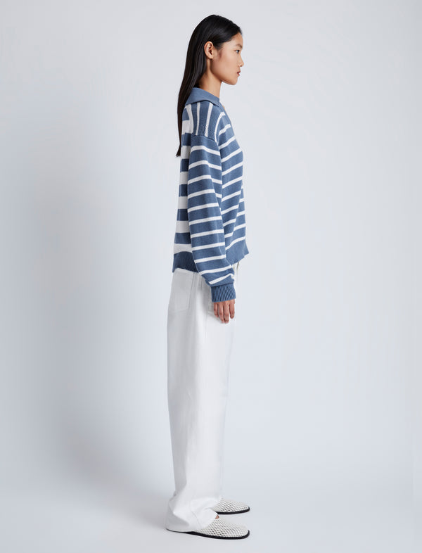 Proenza Schouler Proenza Schouler White Label Murphy Sweater In Striped Cotton Cashmere - Slate/Chalk