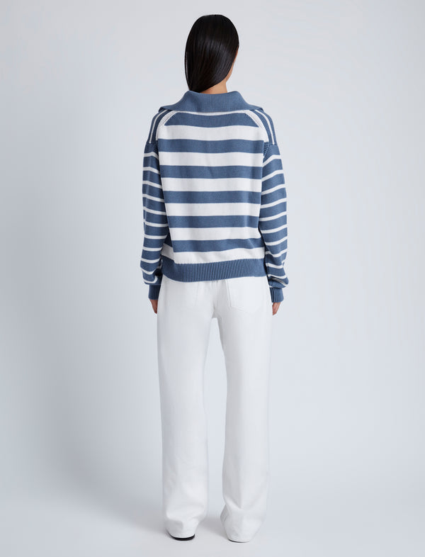 Proenza Schouler Proenza Schouler White Label Murphy Sweater In Striped Cotton Cashmere - Slate/Chalk