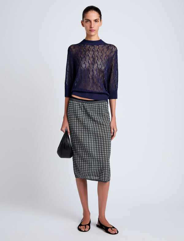 Proenza Schouler Proenza Schouler White Label Nicola Knit Sweater In Plaited Viscose Rib - Dark Ink