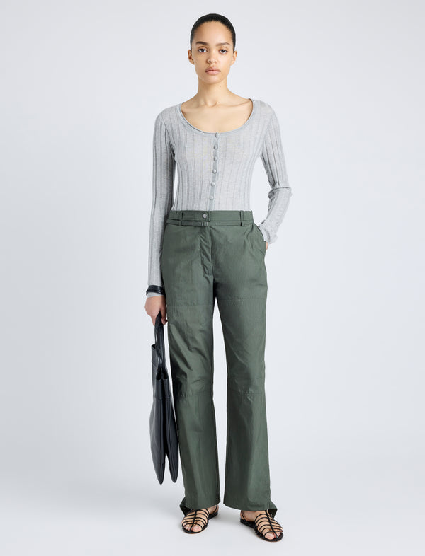 proenza schouler Proenza Schouler White Label Nicole Pant in Parachute Cotton - Dark Spruce