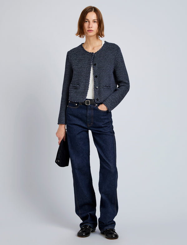 Proenza Schouler Proenza Schouler White Label Nidia Macrame Jacket In Cotton - Navy/Slate
