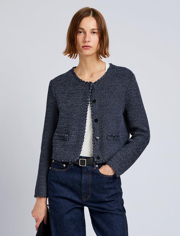 proenza schouler Proenza Schouler White Label Nidia Macrame Jacket in Cotton - Navy/Slate