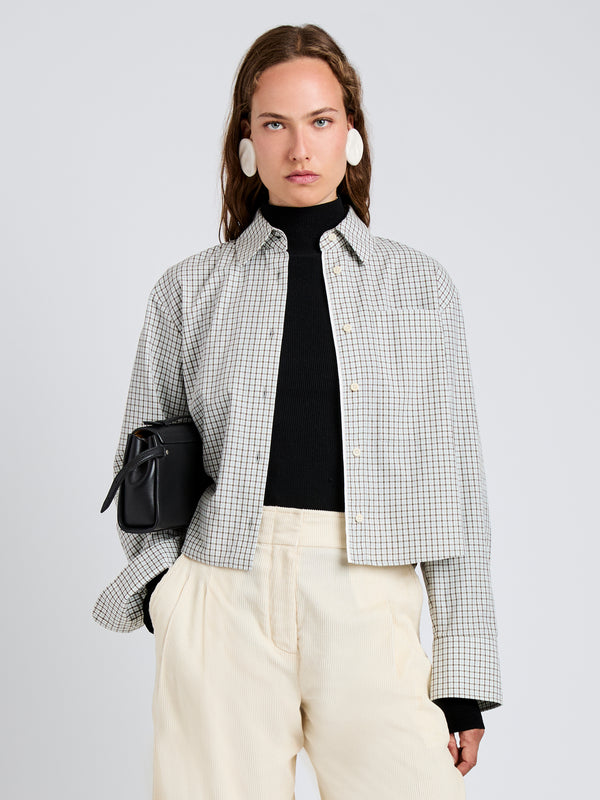 proenza schouler Proenza Schouler White Label Olive Shirt in Check Shirting - Grey Multi