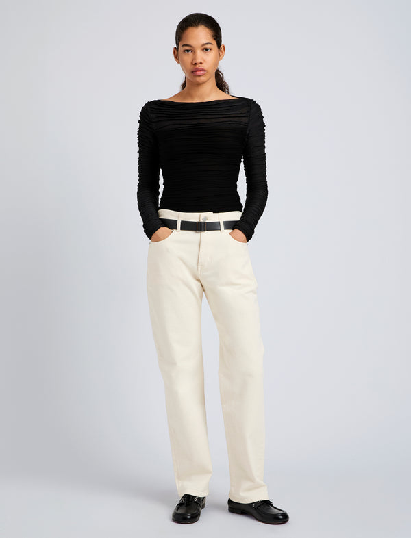 Proenza Schouler Proenza Schouler White Label Paloma Top In Textured Cotton - Black