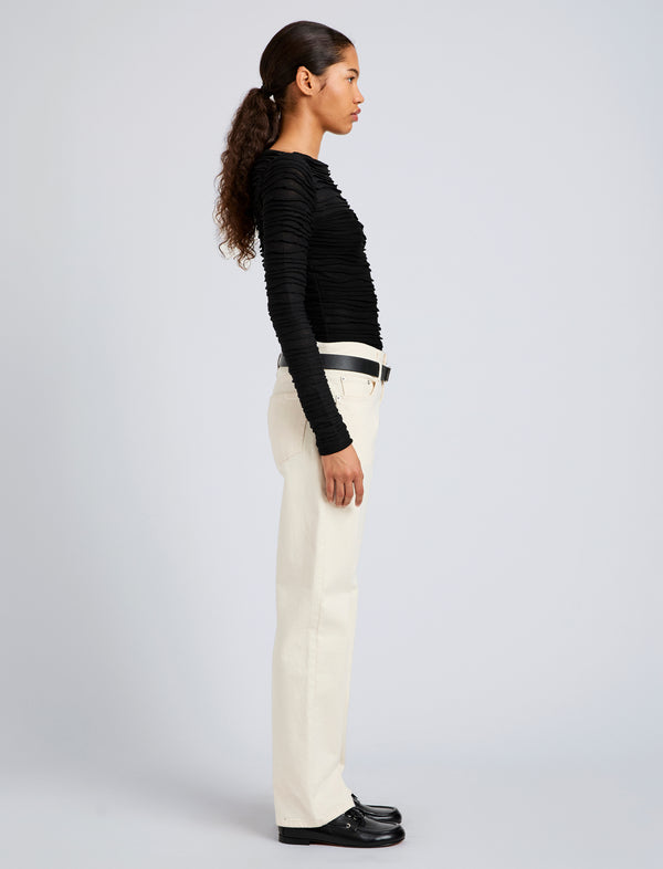 Proenza Schouler Proenza Schouler White Label Paloma Top In Textured Cotton - Black