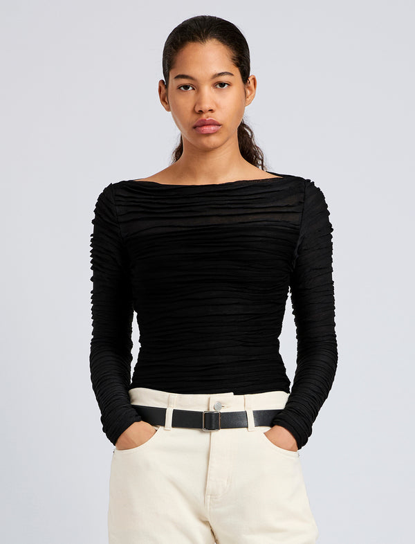 proenza schouler Proenza Schouler White Label Paloma Top in Textured Cotton - Black