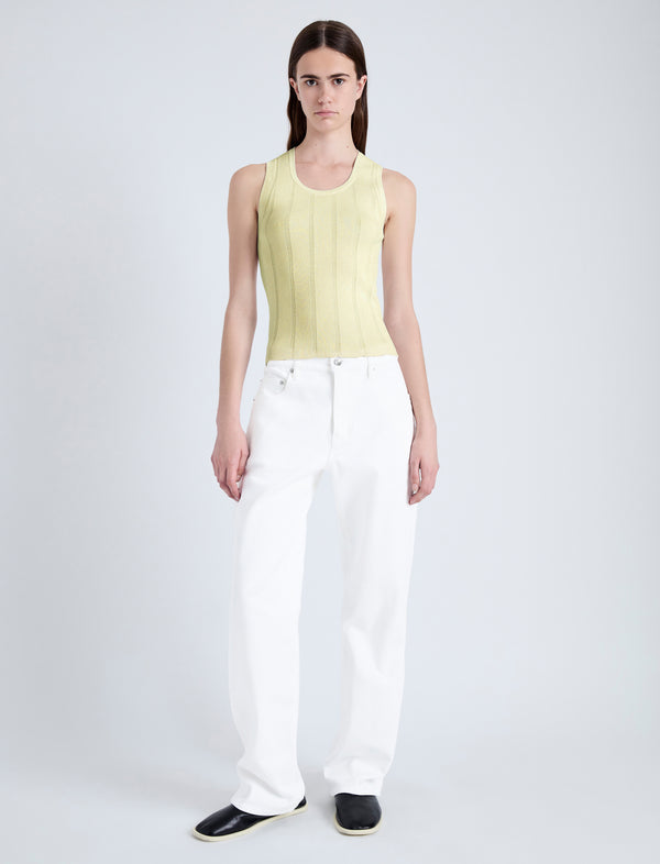 Proenza Schouler Proenza Schouler White Label Perry Knit Top In Compact Pointelle Rib - Pale Yellow