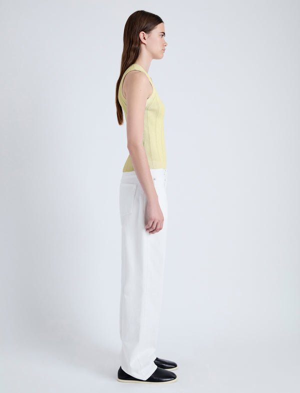 Proenza Schouler Proenza Schouler White Label Perry Knit Top In Compact Pointelle Rib - Pale Yellow