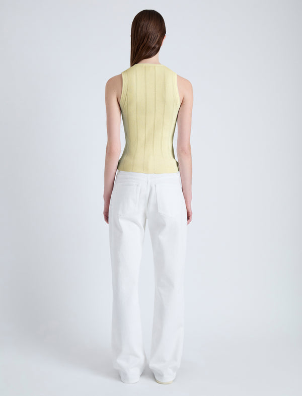 Proenza Schouler Proenza Schouler White Label Perry Knit Top In Compact Pointelle Rib - Pale Yellow