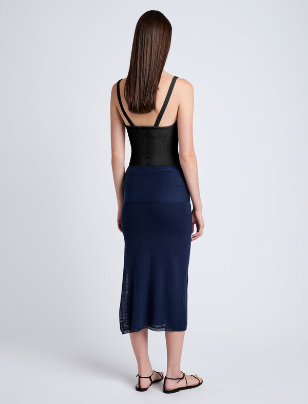 Proenza Schouler Proenza Schouler White Label Phelan Knit Skirt In Linen Twist - Navy