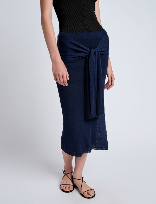 Proenza Schouler Proenza Schouler White Label Phelan Knit Skirt In Linen Twist - Navy