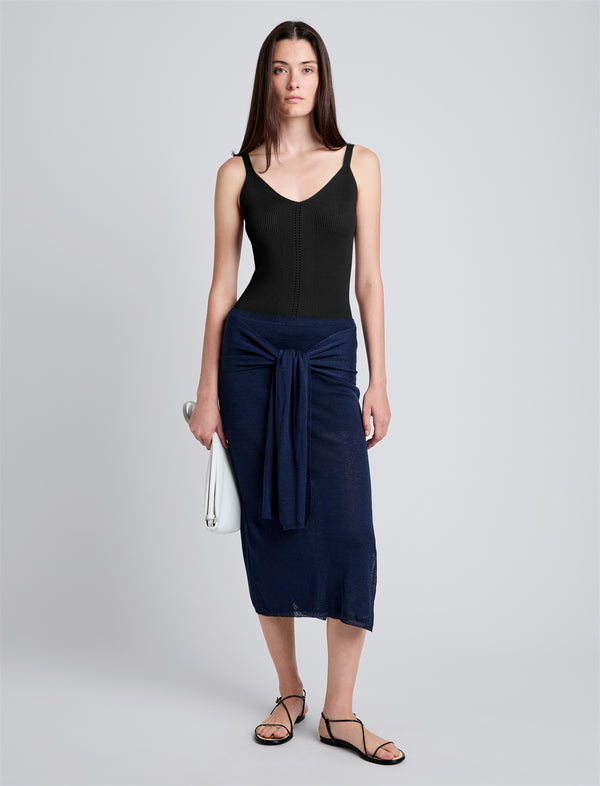 proenza schouler Proenza Schouler White Label Phelan Knit Skirt in Linen Twist - Navy