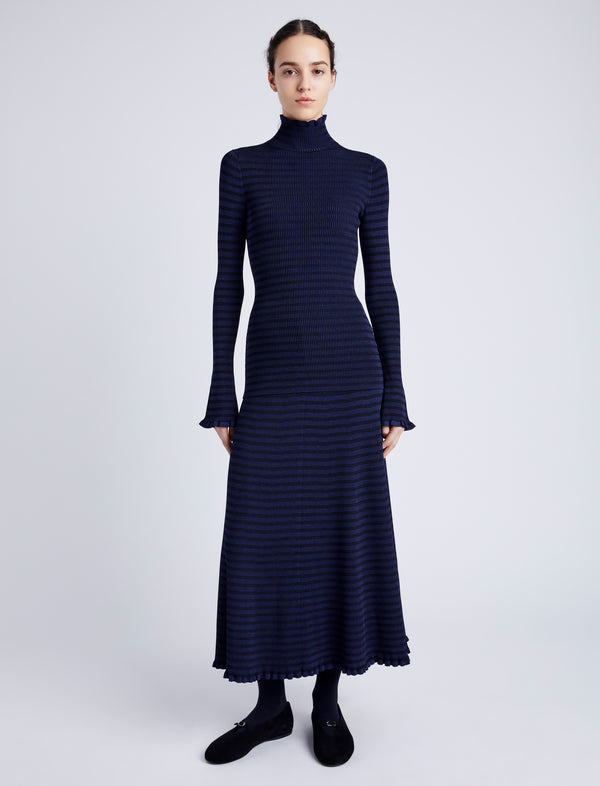 Proenza Schouler Proenza Schouler White Label Phyllis Turtleneck In Geo Knits - Navy/Black