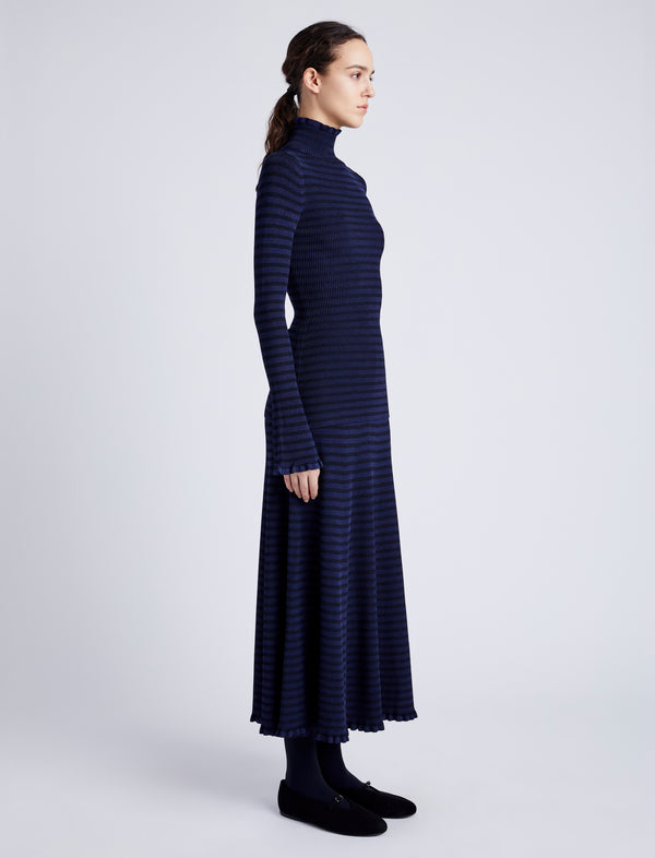 Proenza Schouler Proenza Schouler White Label Phyllis Turtleneck In Geo Knits - Navy/Black