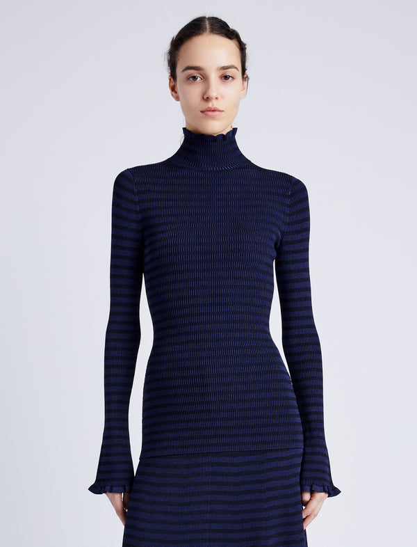 proenza schouler Proenza Schouler White Label Phyllis Turtleneck in Geo Knits - Navy/Black