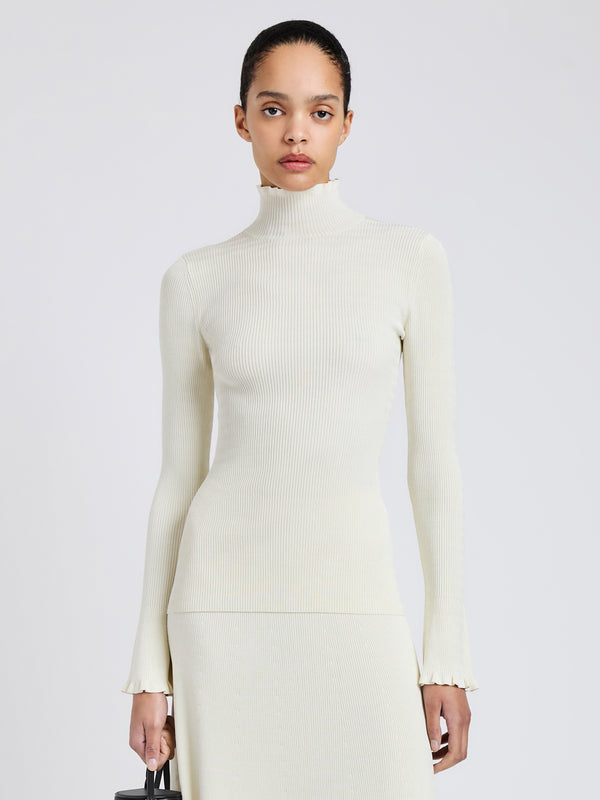 proenza schouler Proenza Schouler White Label Phyllis Turtleneck in Geo Knits - Off White