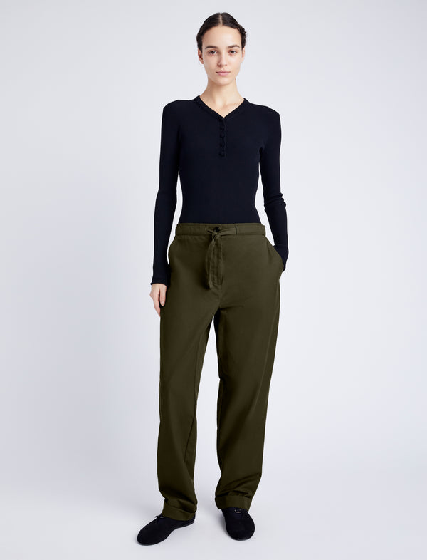 proenza schouler Proenza Schouler White Label Preston Pant in Tech Cotton - Dark Fern
