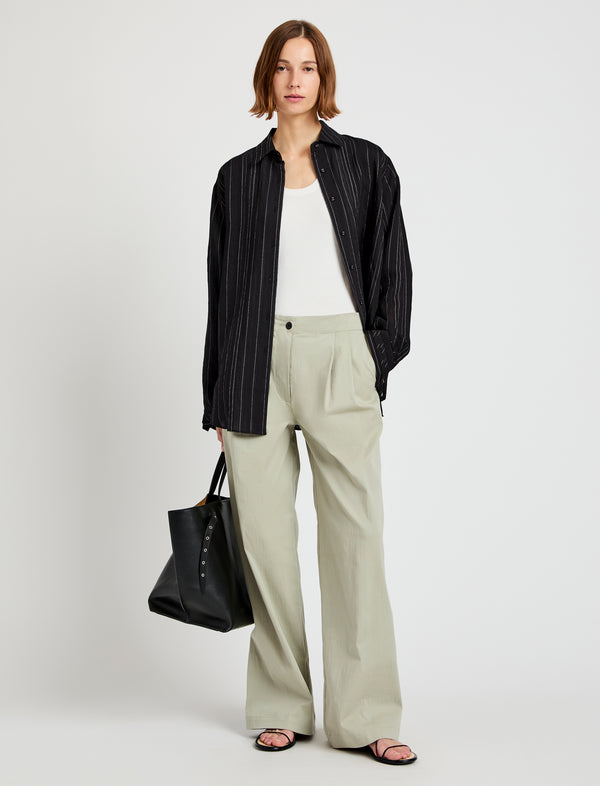 Proenza Schouler Proenza Schouler White Label Raven Shirt In Woven Stripe Flou - Black/Chalk