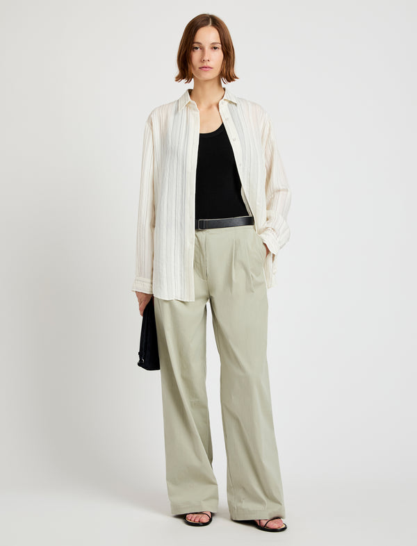 Proenza Schouler Proenza Schouler White Label Raven Shirt In Woven Stripe Flou - Chalk/Black