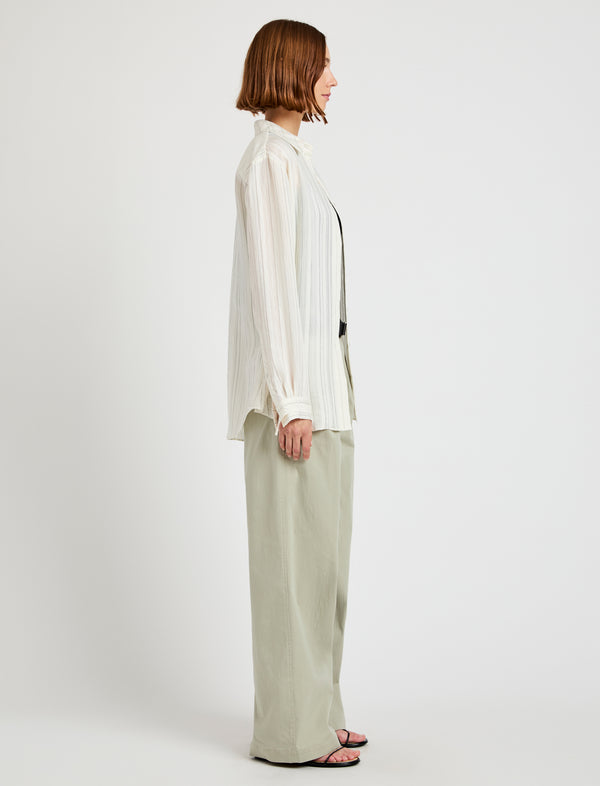 Proenza Schouler Proenza Schouler White Label Raven Shirt In Woven Stripe Flou - Chalk/Black