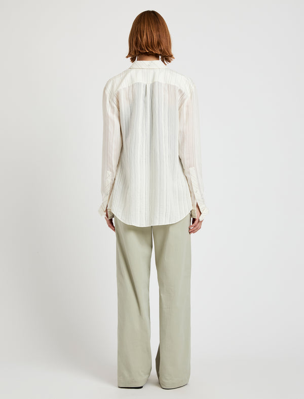 Proenza Schouler Proenza Schouler White Label Raven Shirt In Woven Stripe Flou - Chalk/Black