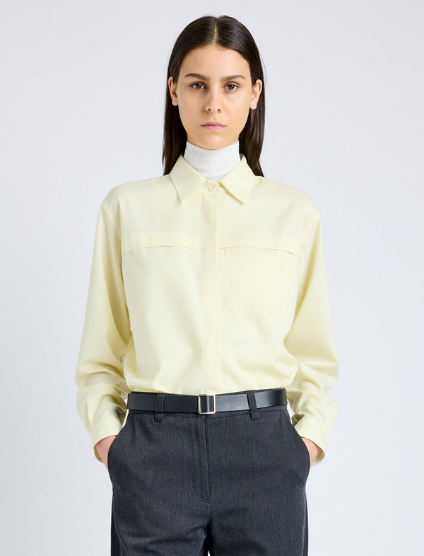 proenza schouler Proenza Schouler White Label Rose Shirt in Fine Wool - Light Yellow