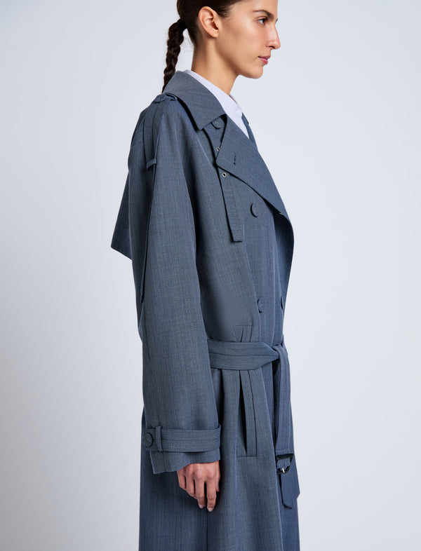 Proenza Schouler Proenza Schouler White Label Sakia Coat In Wool Melange - Denim