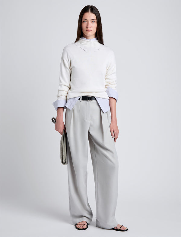 Proenza Schouler Proenza Schouler White Label Shea Sweater In Plaited Viscose Rib - Off White
