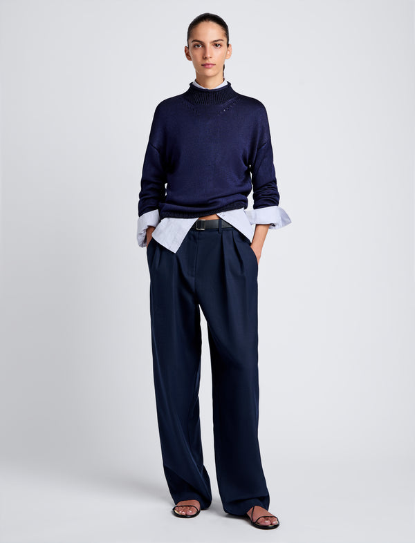 Proenza Schouler Proenza Schouler White Label Shea Sweater In Plaited Viscose Rib - Dark Ink
