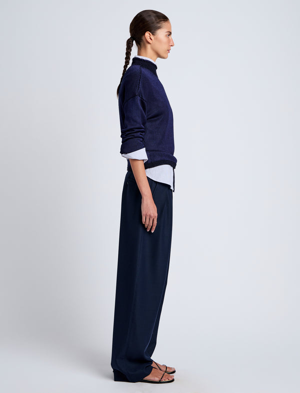Proenza Schouler Proenza Schouler White Label Shea Sweater In Plaited Viscose Rib - Dark Ink