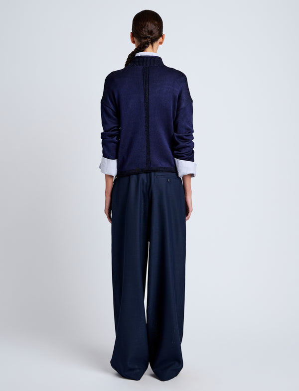 Proenza Schouler Proenza Schouler White Label Shea Sweater In Plaited Viscose Rib - Dark Ink
