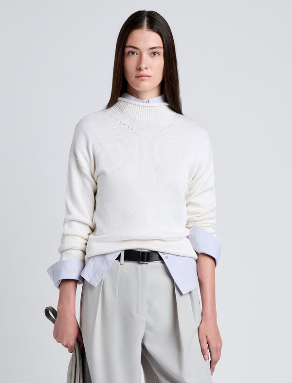 proenza schouler Proenza Schouler White Label Shea Sweater in Plaited Viscose Rib - Off White