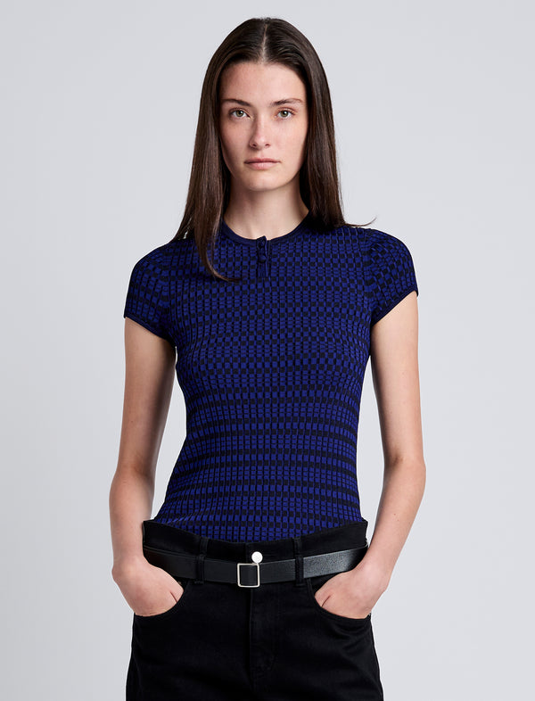 proenza schouler Proenza Schouler White Label Shelle Sweater in Micro Check - Ink/Black