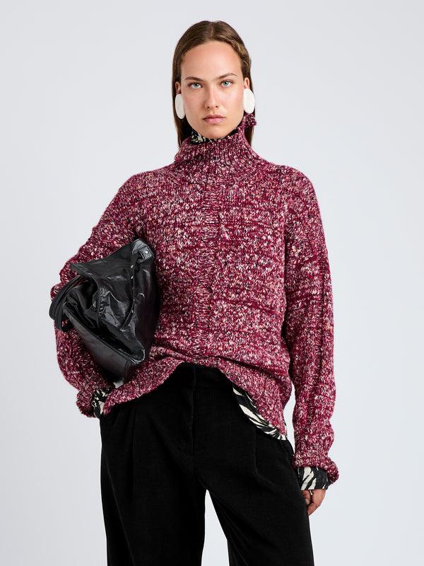 proenza schouler Proenza Schouler White Label Sol Sweater in Melange Alpaca - Wine Melange