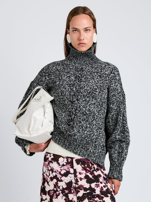 proenza schouler Proenza Schouler White Label Sol Sweater in Melange Alpaca - Black/White Melange