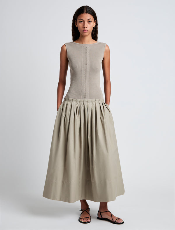 proenza schouler Proenza Schouler White Label Tori Knit Dress in Brushed Poplin - Granite