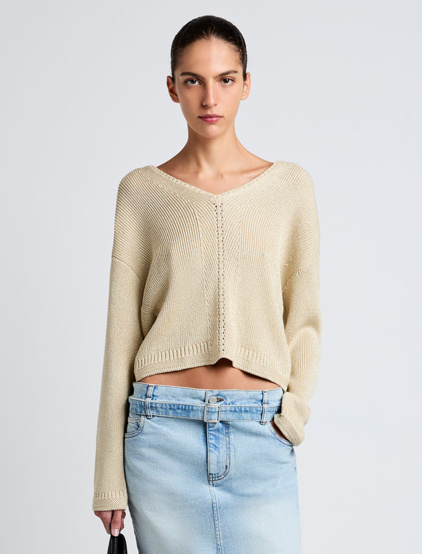 proenza schouler Proenza Schouler White Label Tyler Knit Sweater in Dry Rib - Light Wheat
