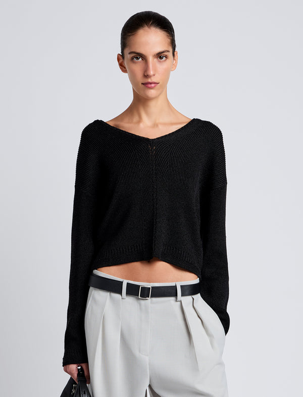 proenza schouler Proenza Schouler White Label Tyler Knit Sweater in Dry Rib - Black