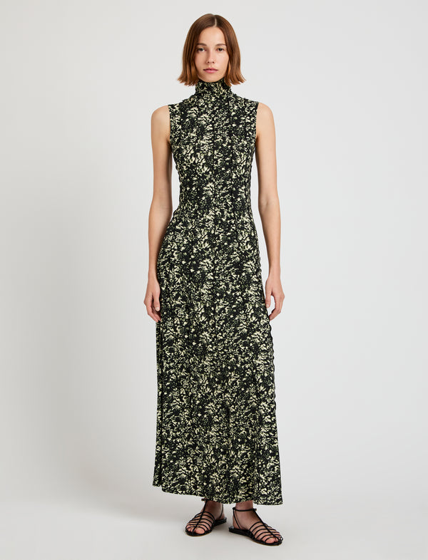 proenza schouler Proenza Schouler White Label Valentina Dress in Printed Jersey - Black/Lemon