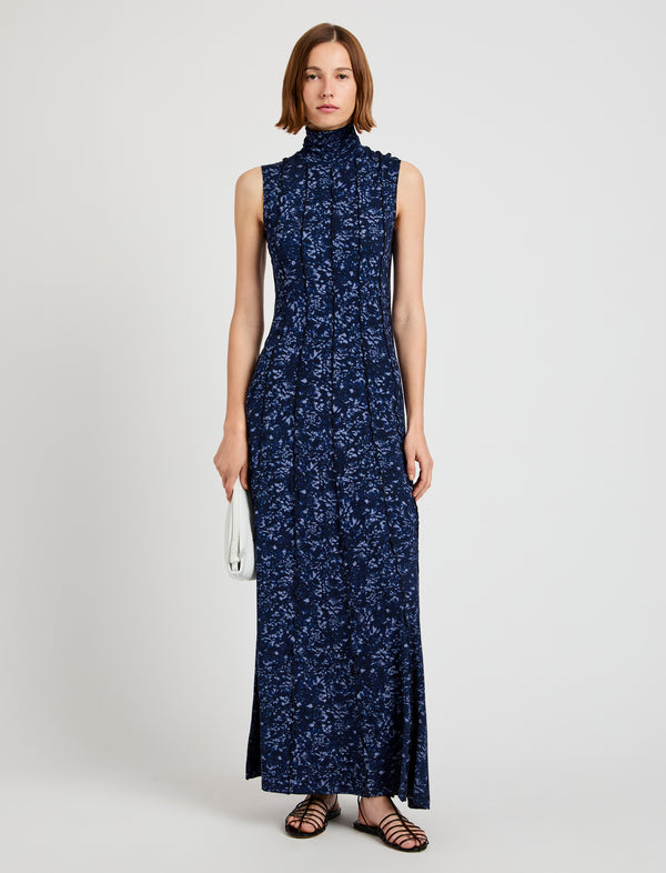 proenza schouler Proenza Schouler White Label Valentina Dress in Printed Jersey - Navy/Slate